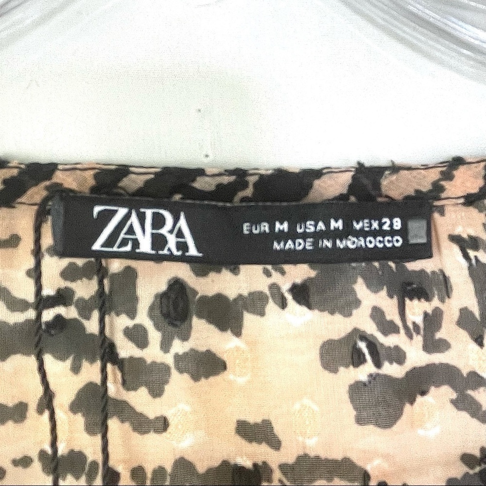 NWOT Zara Animal Print Mini Dress Ruffled Sleeve Sz M - Picture 13 of 13